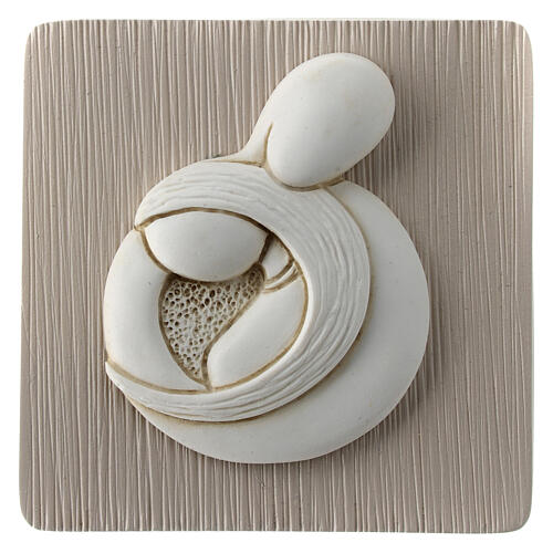 Portarosario coppia sposi bicolore bianco tortora resina 3