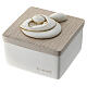Two-tone white-taupe resin wedding couple rosary box s1