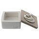 Two-tone white-taupe resin wedding couple rosary box s2