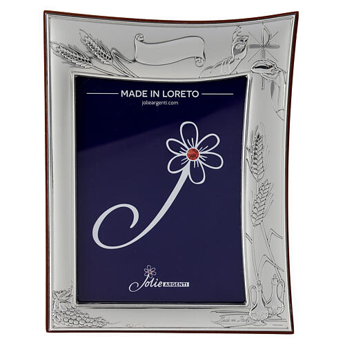 DRW Portafoto Prima Comunione Argento 17x18cm Per Foto 10x15cm - Cornice In Metallo Unisex, Regalo Classico E Ricordo