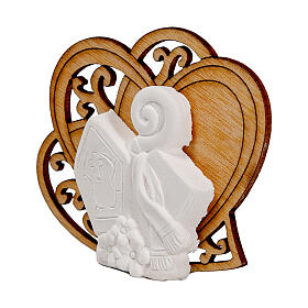 Pamiątka serce i symbole Bierzmowania, drewno i gips 6x5 cm