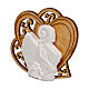 Pamiątka serce i symbole Bierzmowania, drewno i gips 6x5 cm s2