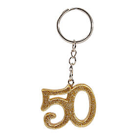 50th keychain glitter resin 3x4 cm