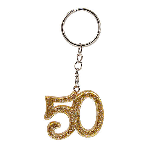 50th keychain glitter resin 3x4 cm 1