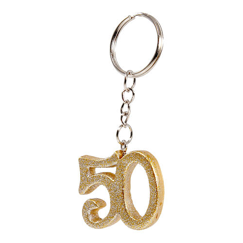 50th keychain glitter resin 3x4 cm 2