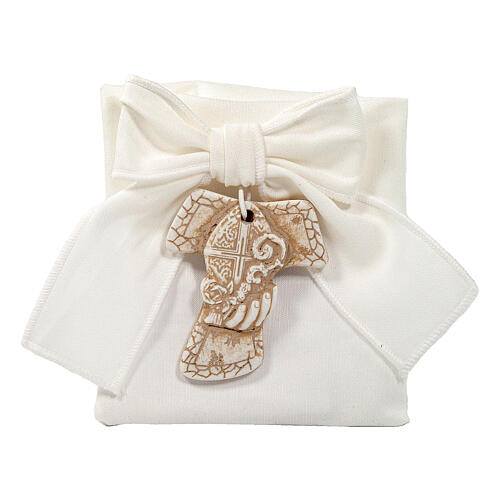 Fabric bag with panama ribbon for Confirmation favours, 4 in 1