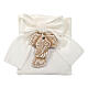 Communion favour fabric bag with bow and resin Tau cross, 4 in s1