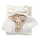 Communion favour fabric bag with bow and resin Tau cross, 4 in s3