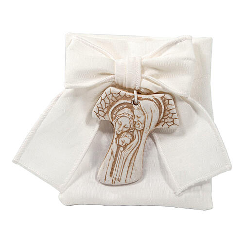 Communion favor bag Tau Holy Family panama bow 10 cm 1