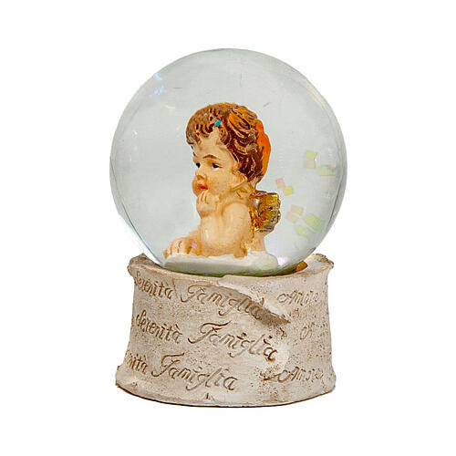 Glitter globe with angel, religious favour, 3x2 in 5