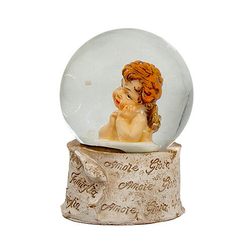 Glitter globe with angel, religious favour, 3x2 in 6