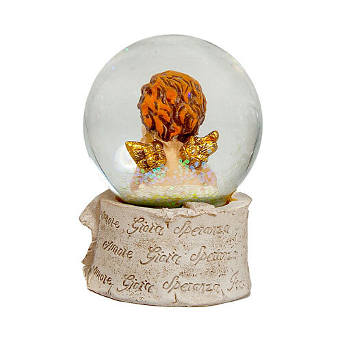 Glitter globe with angel, religious favour, 3x2 in 9