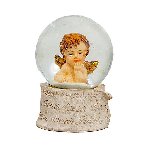 Recuerdo esfera vidrio purpurina ángel 7x5 cm 2