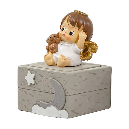 Religious favour, resin box with angel, 3x2.5 in 3