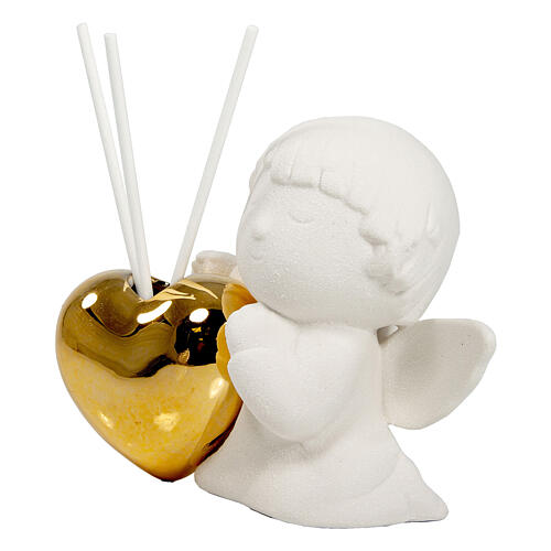 Air freshener, porcelain angel with golden heart, 4x4 in 2