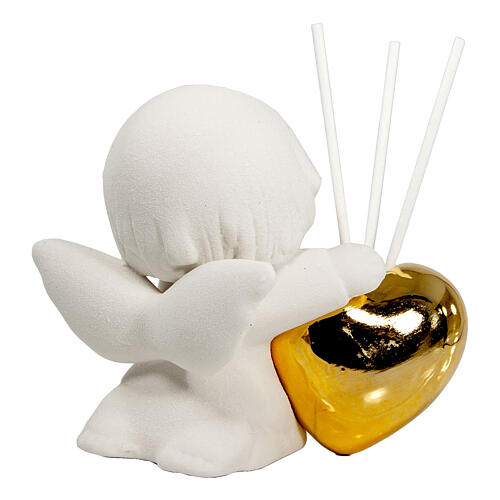 Air freshener, porcelain angel with golden heart, 4x4 in 3