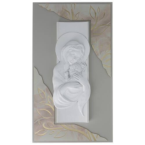 Panel with resin bas-relief, Virgin with Child, 28x16 in 1