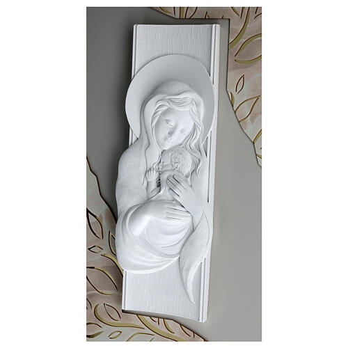 Panel with resin bas-relief, Virgin with Child, 28x16 in 2