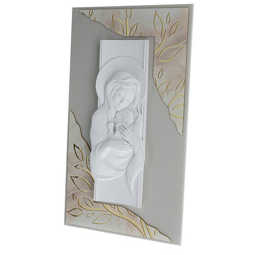Panel with resin bas-relief, Virgin with Child, 28x16 in 3