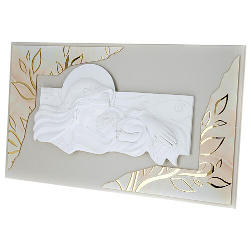 Panel with horizontal resin bas-relief, Virgin with Child, 16x28 in 3