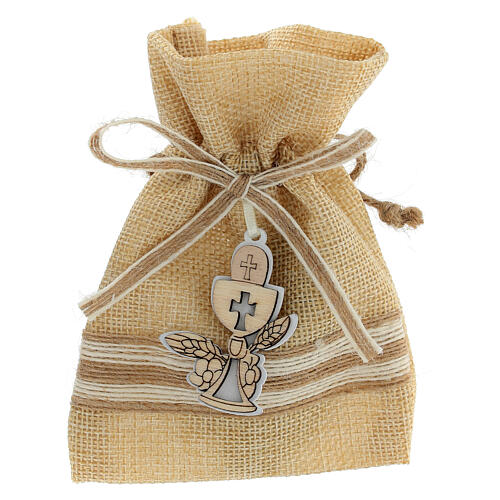 Jute bag for favours with chalice, 5x4 in 1