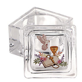 Communion favor glass box 5x5x5 cm
