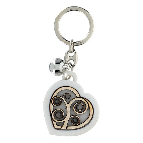 Resin key ring with Tree of Life and little bell, 4 in 1
