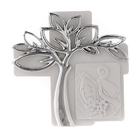 Cross with silver Tree of Life, resin Confirmation favour, 3x3 in