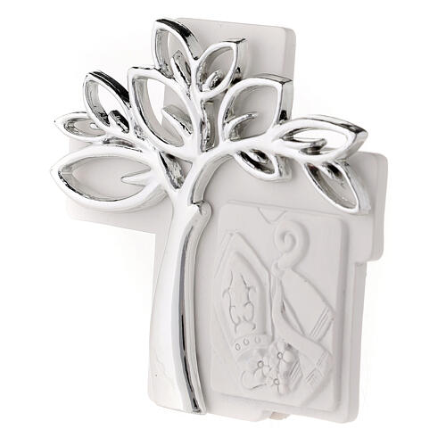 Cross with silver Tree of Life, resin Confirmation favour, 3x3 in 2
