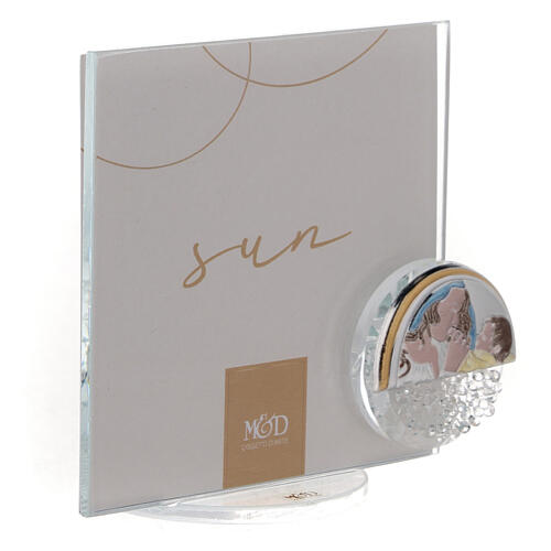 Glass picture frame with sun and Virgin with Child 4x4 in 3