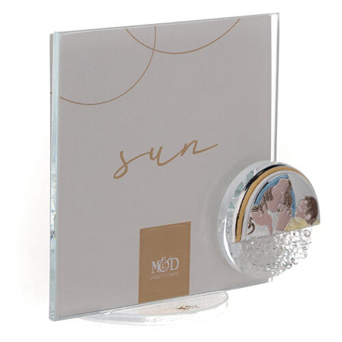 Porta-foto vidro sol maternidade 10x10 cm 3