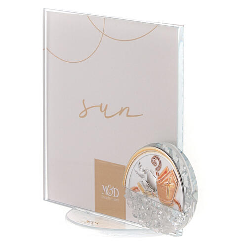 Glass picture frame with sun and Confirmation symbols 4x4 in 3