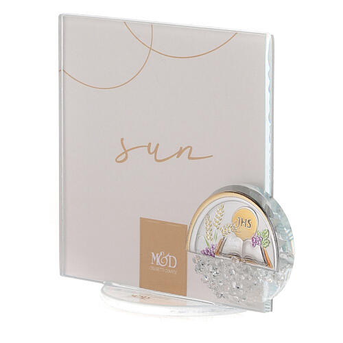 Communion glass photo frame with sun 10x10 cm 2