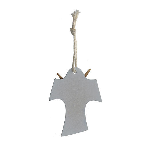 Geschenkanhänger, stilisiertes Kruzifix, Weiß/Naturfarben, 6 cm 3