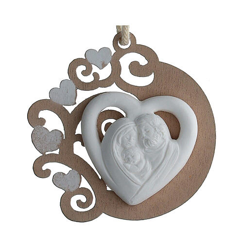 Wedding favour, hanging heart with Holy Family, 2 in 1