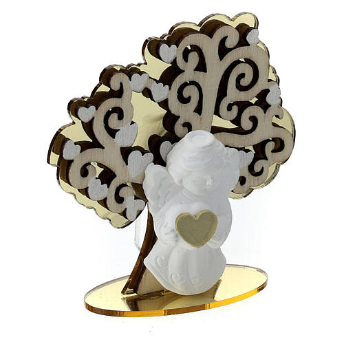 Baptism favor wood angel life tree oil reed diffuser 8 cm 3