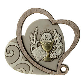 Heart-shaped favour with Communion symbols, 3 in