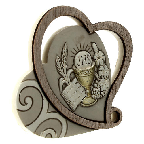 Heart-shaped favour with Communion symbols, 3 in 3