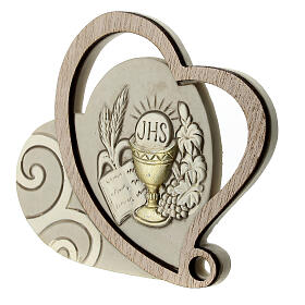 Remerciement Communion coeur avec symboles Eucharistie 7 cm