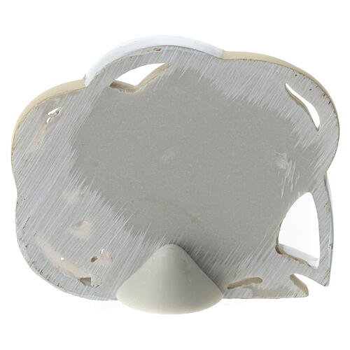 Heart-shaped favour with Communion symbols, white and taupe, 4 in 4
