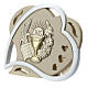 Heart-shaped favour with Communion symbols, white and taupe, 4 in s2