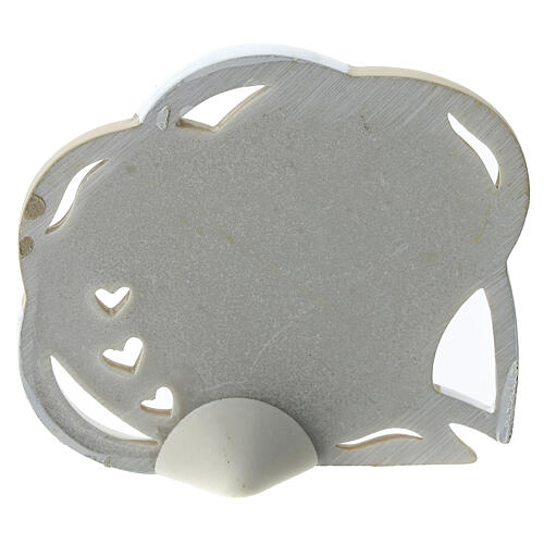 Heart-shaped favour with Confirmation symbols, white and taupe, 4 in 4