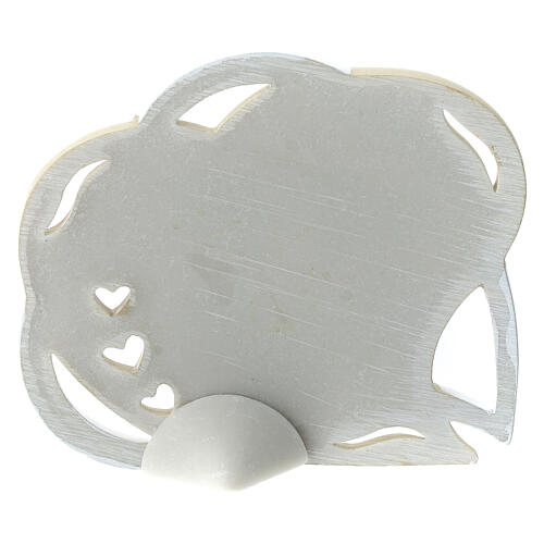 Heart-shaped wedding favour with Holy Family, white and taupe, 4 in 4