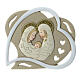 Heart-shaped wedding favour with Holy Family, white and taupe, 4 in s1