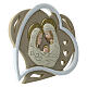 Heart-shaped wedding favour with Holy Family, white and taupe, 4 in s3