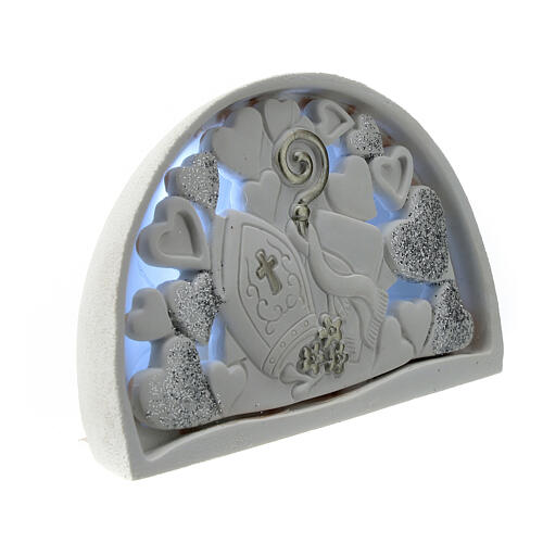 Gastgeschenk, Symbole der Firmung, mit Beleuchtung, Marmor-Pulver, 8 cm 3