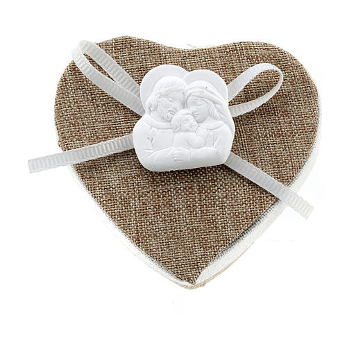 Caixa para lembrancinhas casamento Sagrada Família coração tecido 22 cm 3