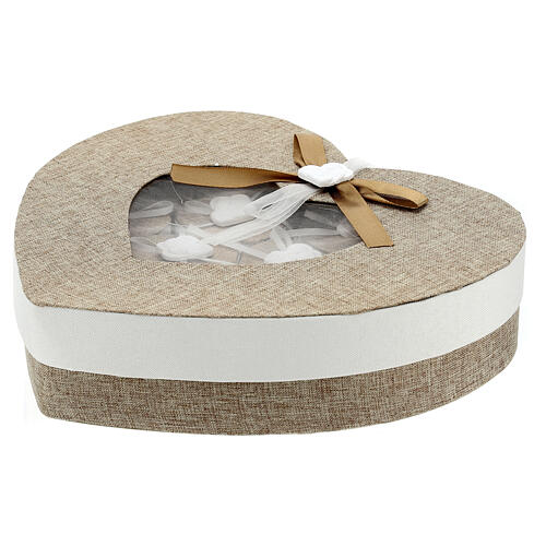 Caixa para lembrancinhas casamento Sagrada Família coração tecido 22 cm 6