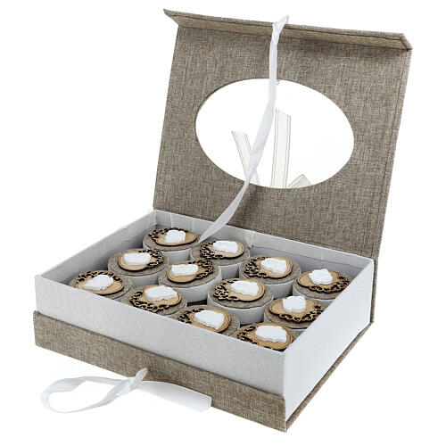 Box for First Communion favours, 12 pieces, fabric, 8 in 4
