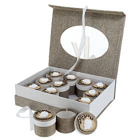  Scatola set 12 porta confetti stoffa Comunione 20 cm